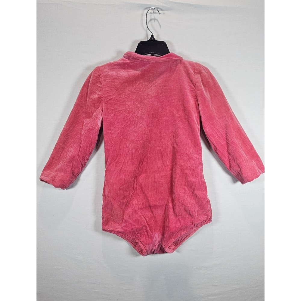 Vintage Pink Crushed Velvet Dance Leotard‎ 3/4 Sleeve Recital